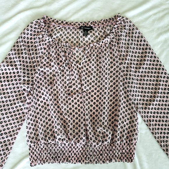INC International Concepts Sheer Geometric Pattern Blouson Style Blouse--NWT--M - Picture 7 of 11